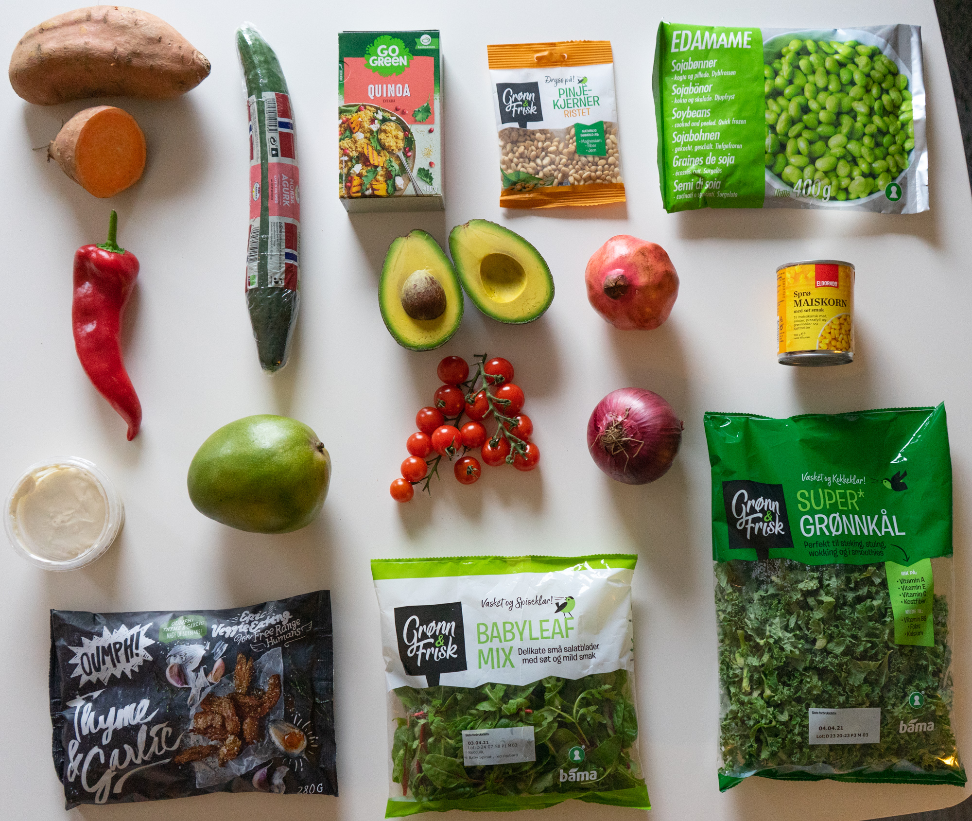 Colorful ingredients for Buddha Bowl